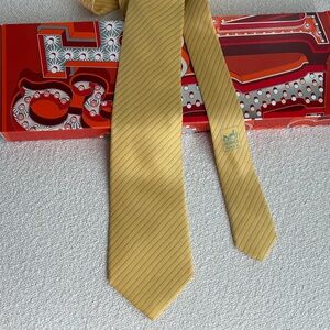 Hermes yellow Pinstripe Men's Tie